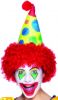 Chapeau Clown Tissu avec Cheveux Rouges et Pompom pour enfant