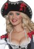 Chapeau Pirate Femme Noir avec Rubans Rouges